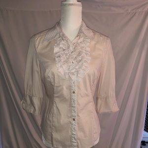 Bebe Large feminine ruffle button down blouse top